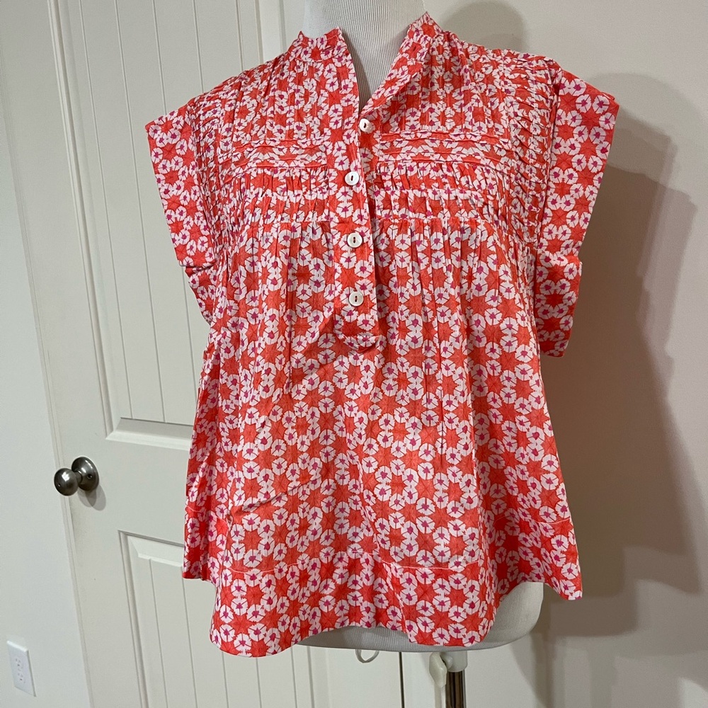 RO’S GARDEN Nini Floral Button-Up Blouse in Red - Picture 6 of 6